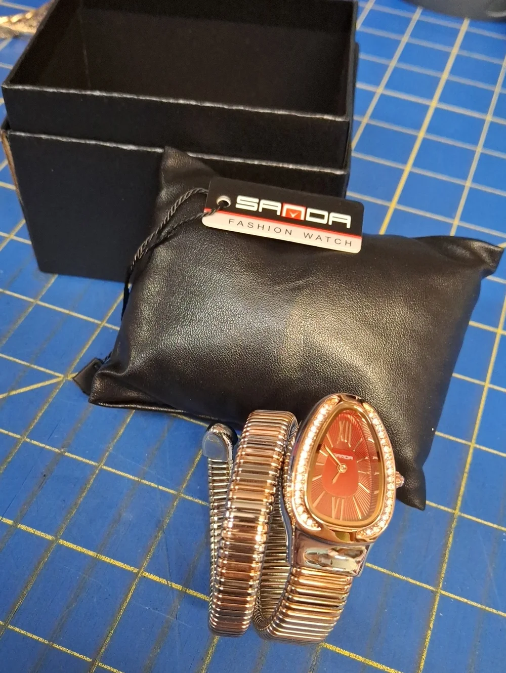 Rose Gold Silver Wrap Red Face Watch New In Box